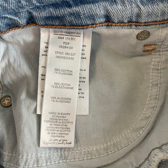 Good American Bombshell 3.5” Shorts Exposed Button Fly Cut off Denim Size 12/31 - Picture 6 of 6